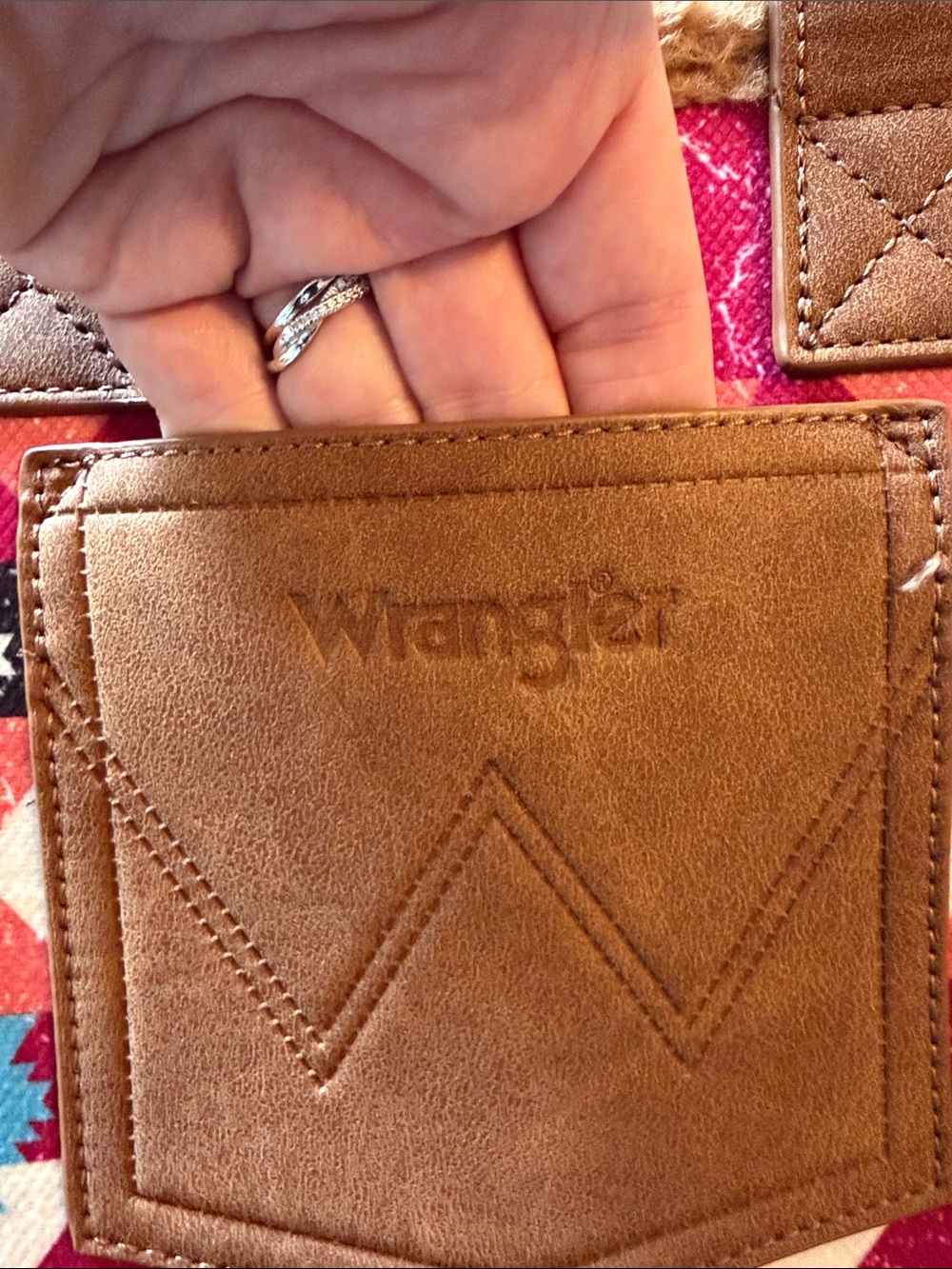 Wrangler Multicolor cross body Aztec Satchel with Brown Trim - Picture 9 of 9
